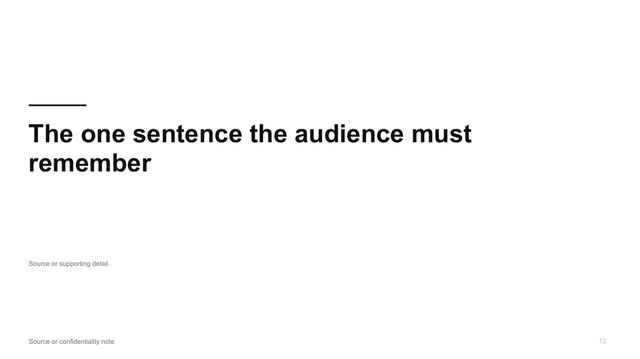 Key message: One sentence set very large on an empty slide, with a short rule above and a source line.