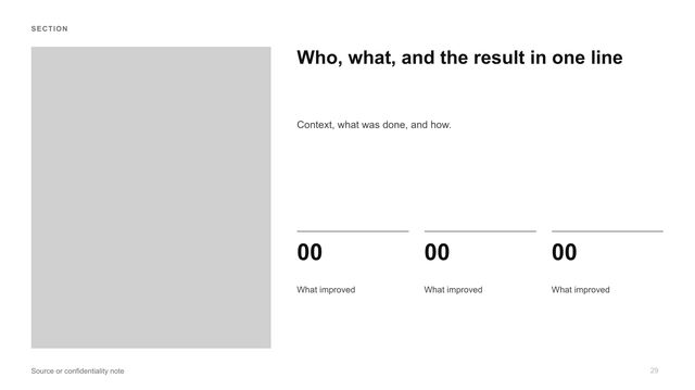 Case study: Square picture on the left; context and three result figures on the right.