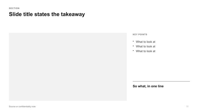Visual and key points: Frame on the left two thirds; key points and a takeaway on the right.